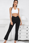 PACK265539-P2-1, Black V Crossover High Waist Workout Flare Leggings