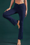 PACK265539-P605-1, Navy Blue V Crossover High Waist Workout Flare Leggings