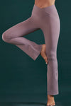 PACK265539-P8010-1, Rose Tan V Crossover High Waist Workout Flare Leggings