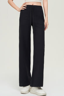  PACK265538-P2-1, Black Drawstring Stitching Pockets Loose Sweatpants