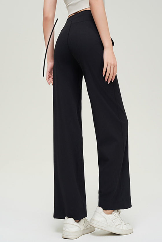 PACK265538-P2-1, Black Drawstring Stitching Pockets Loose Sweatpants