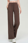 PACK265538-P1017-1, Coffee Drawstring Stitching Pockets Loose Sweatpants