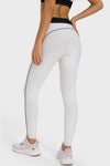 PACK265537-P1-1, White Stitching Waistband Sideseam Detail Gym Leggings