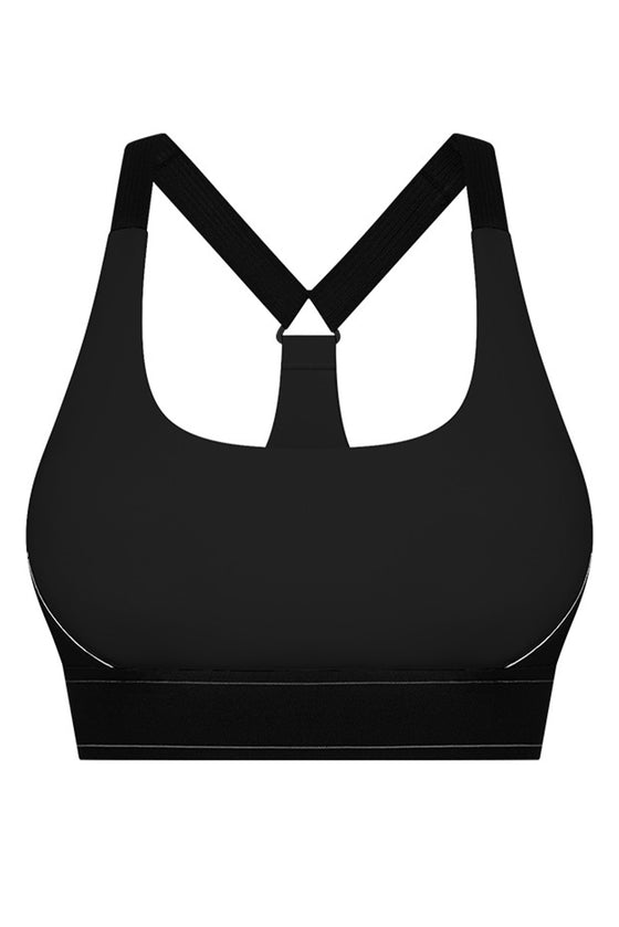 PACK264768-P2-1, Black Contrast Banded Y Back Gym Bra