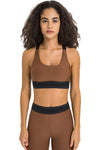 PACK264768-P2017-1, Chestnut Contrast Banded Y Back Gym Bra