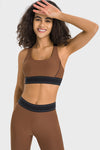 PACK264768-P2017-1, Chestnut Contrast Banded Y Back Gym Bra