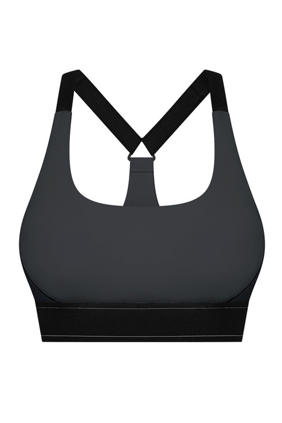PACK264768-P4011-1, Carbon Grey Contrast Banded Y Back Gym Bra