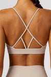 PACK264769-P4016-1, Light French Beige Sexy Strappy Back V Neck Sports Bra