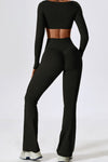 PACK2611630-P2-1, Black Square Neck Cropped Active Top & Pants Set