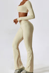 PACK2611630-P18-1, Apricot Square Neck Cropped Active Top & Pants Set