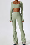 PACK2611630-P1209-1, Laurel Green Square Neck Cropped Active Top & Pants Set