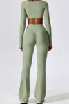 PACK2611630-P1209-1, Laurel Green Square Neck Cropped Active Top & Pants Set