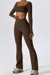 PACK2611630-P7017-1, Chicory Coffee Square Neck Cropped Active Top & Pants Set