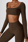 PACK2611630-P7017-1, Chicory Coffee Square Neck Cropped Active Top & Pants Set