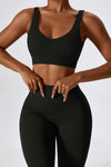 PACK2611631-P2-1, Black Sporty Quick Dry Bra & Flared Pants Set