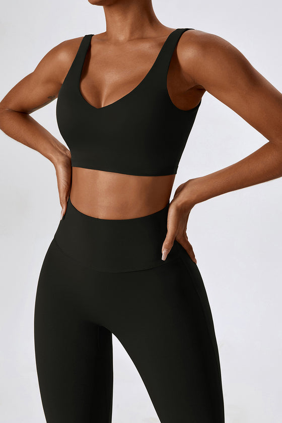 PACK2611631-P2-1, Black Sporty Quick Dry Bra & Flared Pants Set