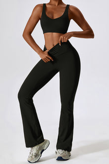  PACK2611631-P2-1, Black Sporty Quick Dry Bra & Flared Pants Set