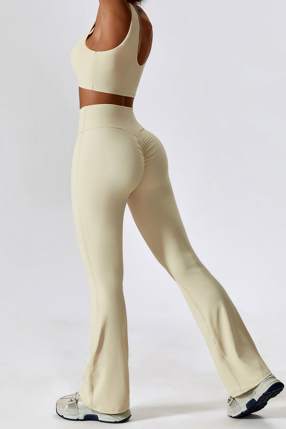 PACK2611631-P18-1, Apricot Sporty Quick Dry Bra & Flared Pants Set