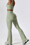 PACK2611631-P1209-1, Laurel Green Sporty Quick Dry Bra & Flared Pants Set