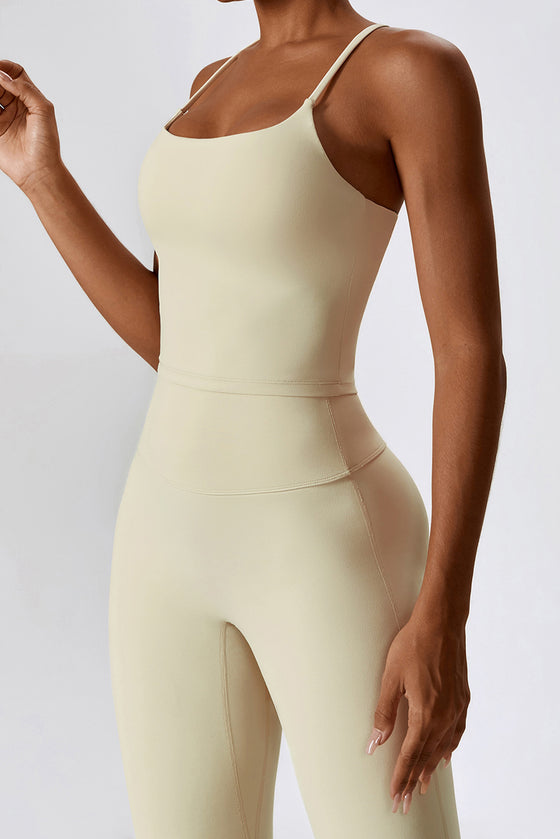 PACK2611632-P18-1, Apricot Crisscross Backless Workout Tank and Flare Leggings Set