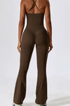 PACK2611632-P4017-1, Desert Palm Crisscross Backless Workout Tank and Flare Leggings Set