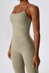 PACK2611632-P5016-1, Pale Khaki Crisscross Backless Workout Tank and Flare Leggings Set