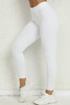PACK265541-P1-1, White Solid Color High Waist Butt Lifting Sports Leggings