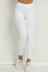 PACK265541-P1-1, White Solid Color High Waist Butt Lifting Sports Leggings