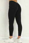 PACK265541-P2-1, Black Solid Color High Waist Butt Lifting Sports Leggings