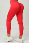PACK265541-P3-1, Fiery Red Solid Color High Waist Butt Lifting Sports Leggings