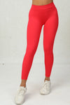 PACK265541-P3-1, Fiery Red Solid Color High Waist Butt Lifting Sports Leggings