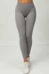 PACK265541-P11-1, Gray Solid Color High Waist Butt Lifting Sports Leggings