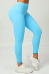 PACK265541-P305-1, Blue Solid Color High Waist Butt Lifting Sports Leggings
