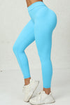 PACK265541-P305-1, Blue Solid Color High Waist Butt Lifting Sports Leggings