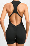 PACK2631191-P2-1, Black Half Zipper Cutout Back Sleeveless Active Romper