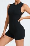 PACK2631192-P2-1, Black Solid Color Sleeveless Backless Active Yoga Romper