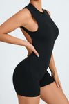 PACK2631192-P2-1, Black Solid Color Sleeveless Backless Active Yoga Romper