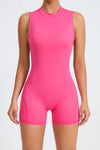 PACK2631192-P6-1, Rose Red Solid Color Sleeveless Backless Active Yoga Romper