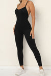 PACK2631193-P2-1, Black Solid Color Strappy Criss Cross Back Skinny Yoga Jumpsuit