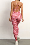 PACK2631193-P1022-1, Pink Solid Color Strappy Criss Cross Back Skinny Yoga Jumpsuit