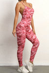 PACK2631193-P1022-1, Pink Solid Color Strappy Criss Cross Back Skinny Yoga Jumpsuit