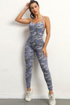 PACK2631193-P1122-1, Gray Solid Color Strappy Criss Cross Back Skinny Yoga Jumpsuit