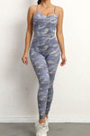 PACK2631193-P1122-1, Gray Solid Color Strappy Criss Cross Back Skinny Yoga Jumpsuit