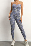 PACK2631193-P1122-1, Gray Solid Color Strappy Criss Cross Back Skinny Yoga Jumpsuit