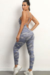 PACK2631193-P1122-1, Gray Solid Color Strappy Criss Cross Back Skinny Yoga Jumpsuit