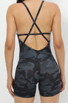PACK2631194-P222-1, Black Camouflage/Solid Strappy Open Back Active Romper