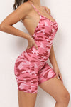 PACK2631194-P1022-1, Pink Camouflage/Solid Strappy Open Back Active Romper
