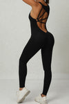 PACK2631195-P2-1, Black Sleeveless Front Cut out V Neck Yoga Jumpsuit
