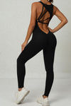 PACK2631195-P2-1, Black Sleeveless Front Cut out V Neck Yoga Jumpsuit
