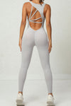 PACK2631195-P1011-1, Light Grey Sleeveless Front Cut out V Neck Yoga Jumpsuit